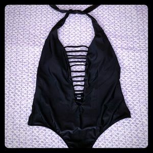 Black cheeky One Piece Swimsuit